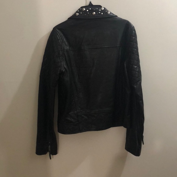 AG Larissa Moto leather jacket, studded true black - Picture 8 of 13